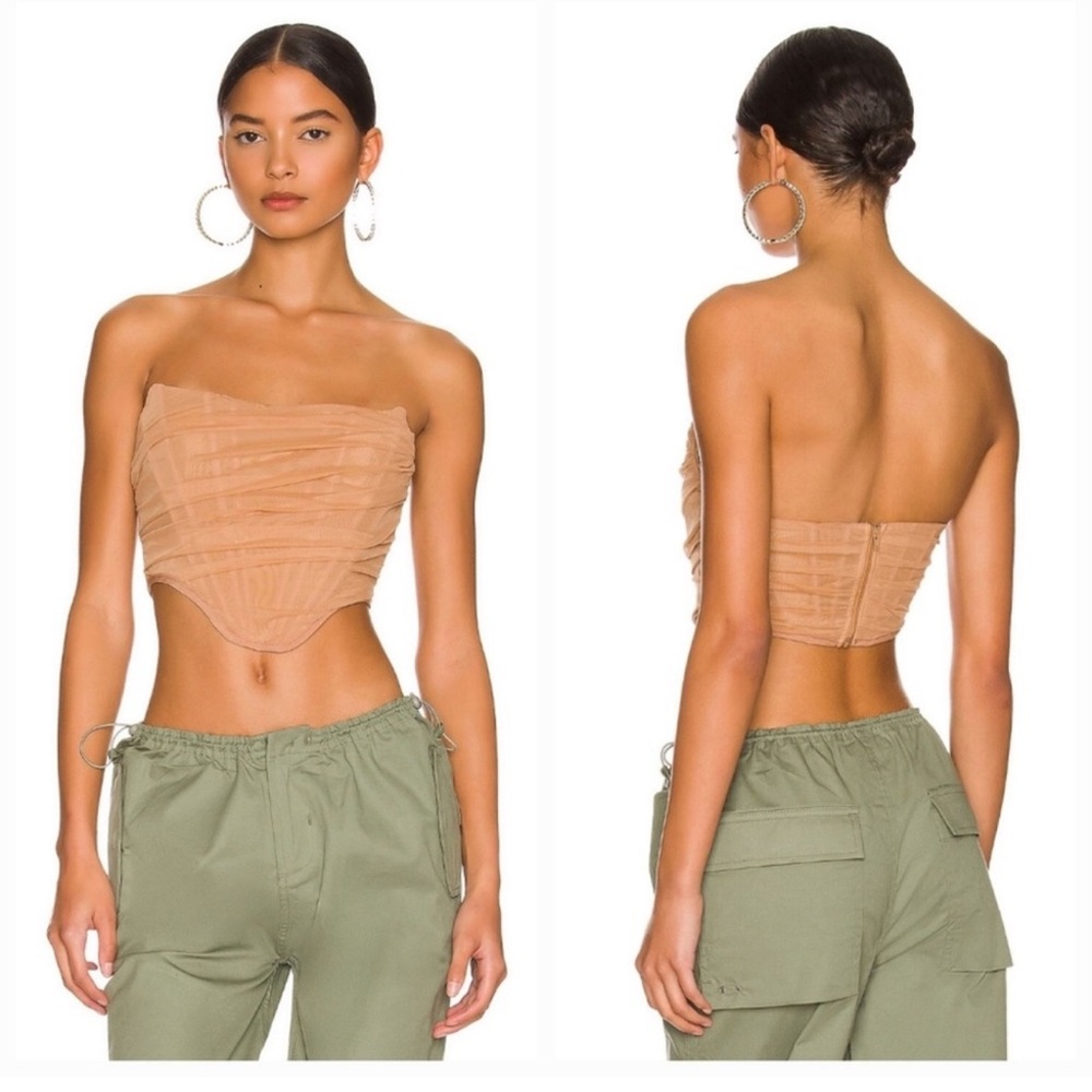 Savannah Corset Top in Nude superdown, beige nude color. Size S